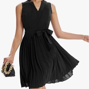 Elegant pleated swing dress XL Black